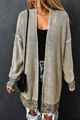 Cardigan long tricoté à carreaux abricot ouvert sur le devant-A WOMAN WE LOVE