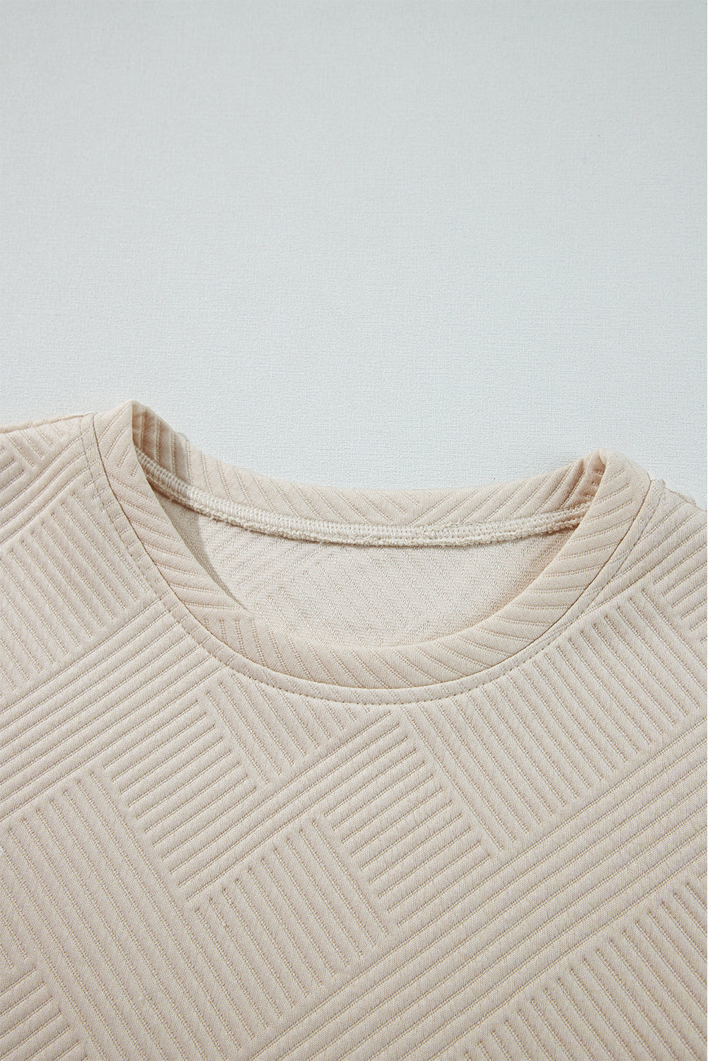 Robe droite texturée à manches longues de couleur unie abricot