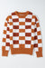 Orange sweater checkered and ribbed edges *