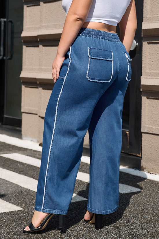 Pantalon ample grande taille en jean *