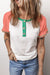 Camiseta Henley Textured con raglan y bloque de color mangas blancas