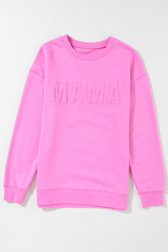 Sudadera relajada de color rosa vivo con letra de mamá en alivio