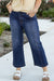 Large navy high navy -waving jeans *