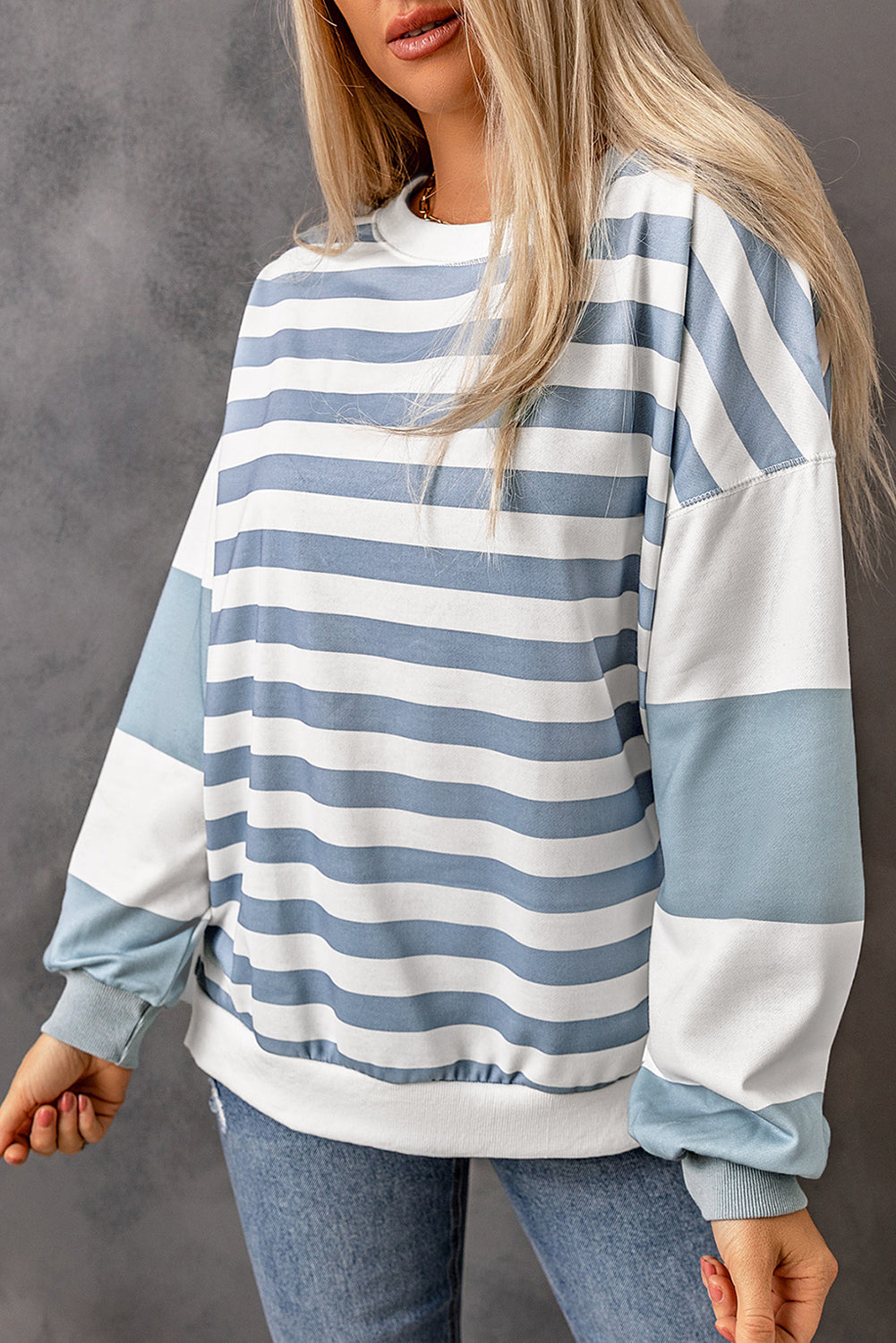 Striped Drop Shoulder Sweatshirt with Stripes