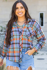 Chemise vintage ample à carreaux orange *-A WOMAN WE LOVE