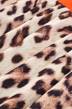 Posquejo de bloque de color de vestido de leopardo largo.