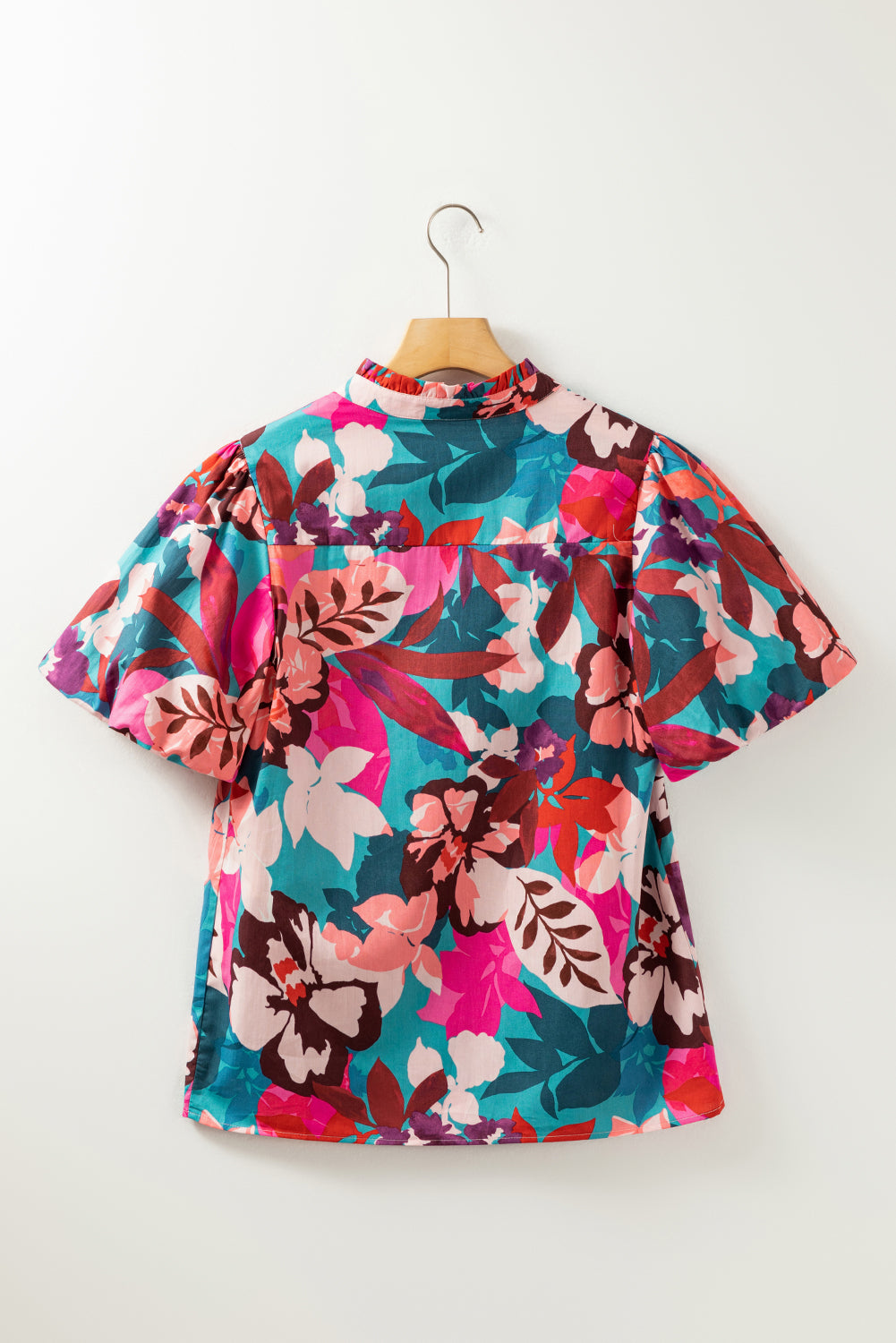 Blouse à col en V cranté à  rose-A WOMAN WE LOVE