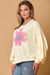 Beige puff sleeve sweatshirt with Tinsel flowers