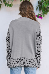 Leopardo gris pulite uversize con collar vertical *