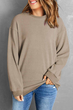 Khaki sweatshirt with united knitted knitted neck