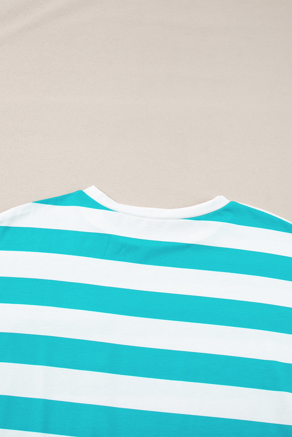 Blue Stripe Contrast Patch Pocket Pocket Drop Sheve T-shirt