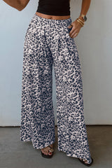 Pantalon large multicolore léopard à taille élastiquée