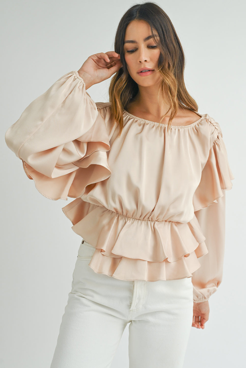 Blouse péplum à volants dans le dos *-A WOMAN WE LOVE