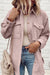 Light Pink Corduroy Buttoned Jacket with Flap Pocket