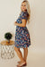 Blue floral short sleeve trapeze dress