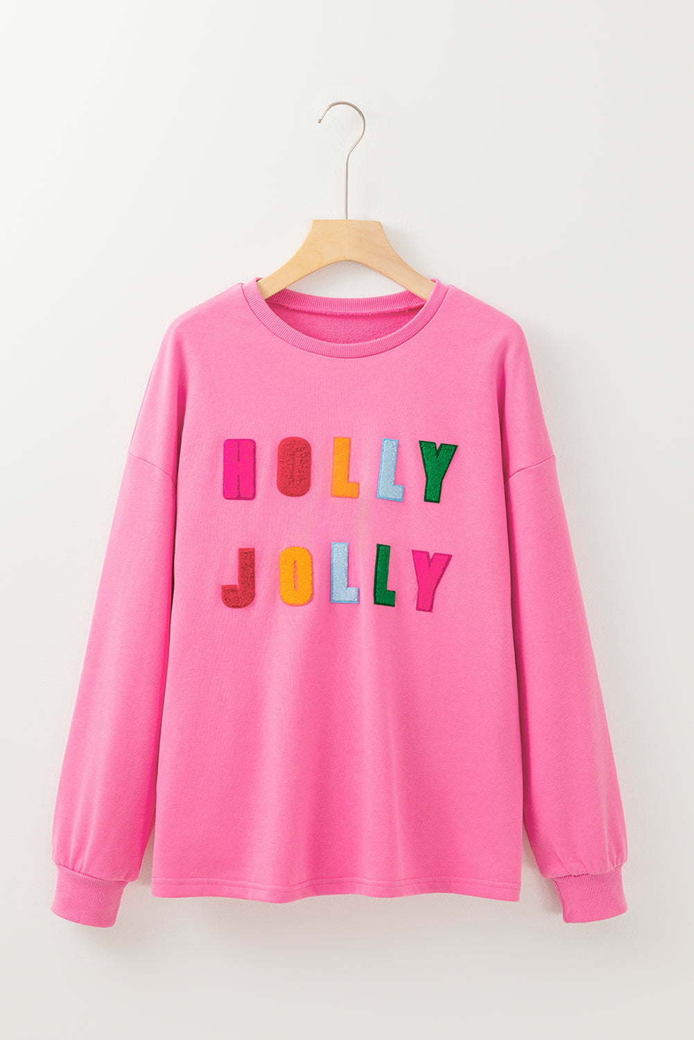 Bonbon Chenille Holly Jolly Graphic Top de manga larga