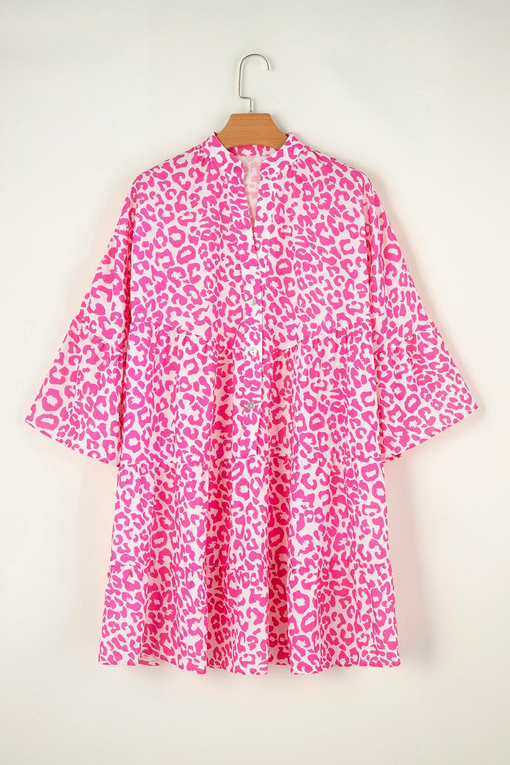 Mini-robe rose vif imprimée léopard *