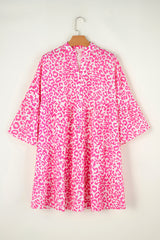 Mini-robe rose vif imprimée léopard *