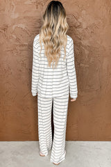 Ensemble pyjama à manches longues et pantalon à imprimé rayé-A WOMAN WE LOVE