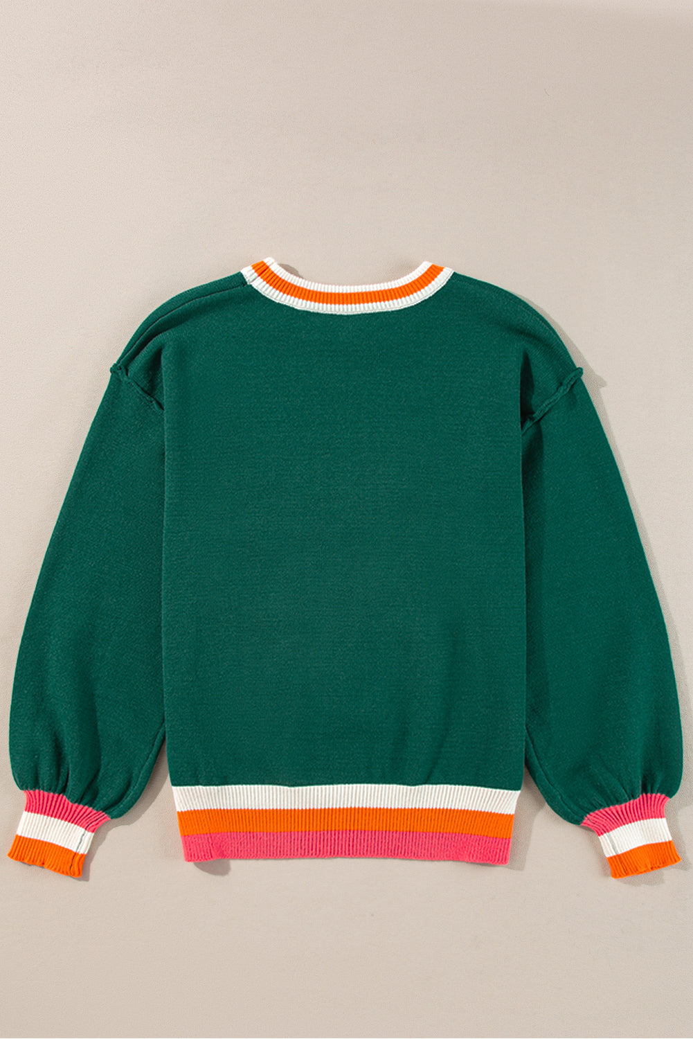 Pull à col rond avec bordure rayée et motif Père Noël scintillant vert noirâtre