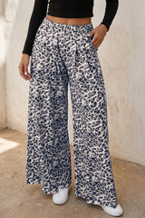 Pantalon large multicolore léopard à taille élastiquée
