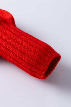 Fiery Red Mock Neck Sweater with Christmas Holly Jolly Tinsel Pattern