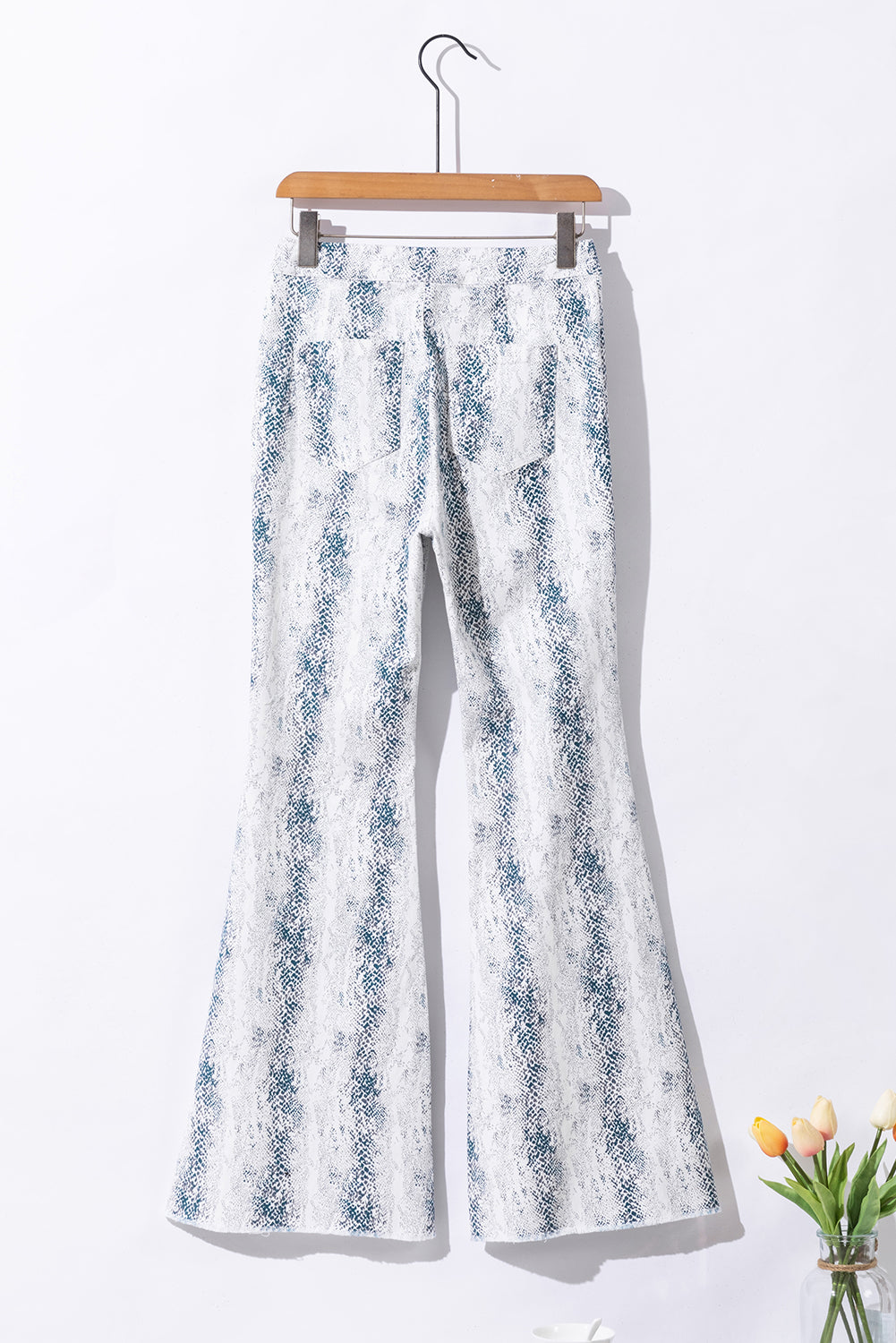 Pantalones de bengala de estampado de cintura de moda blanca occidental