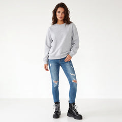 Grey Terry Drop Shoulder Sweatshirt with Solid Fleece Lining
