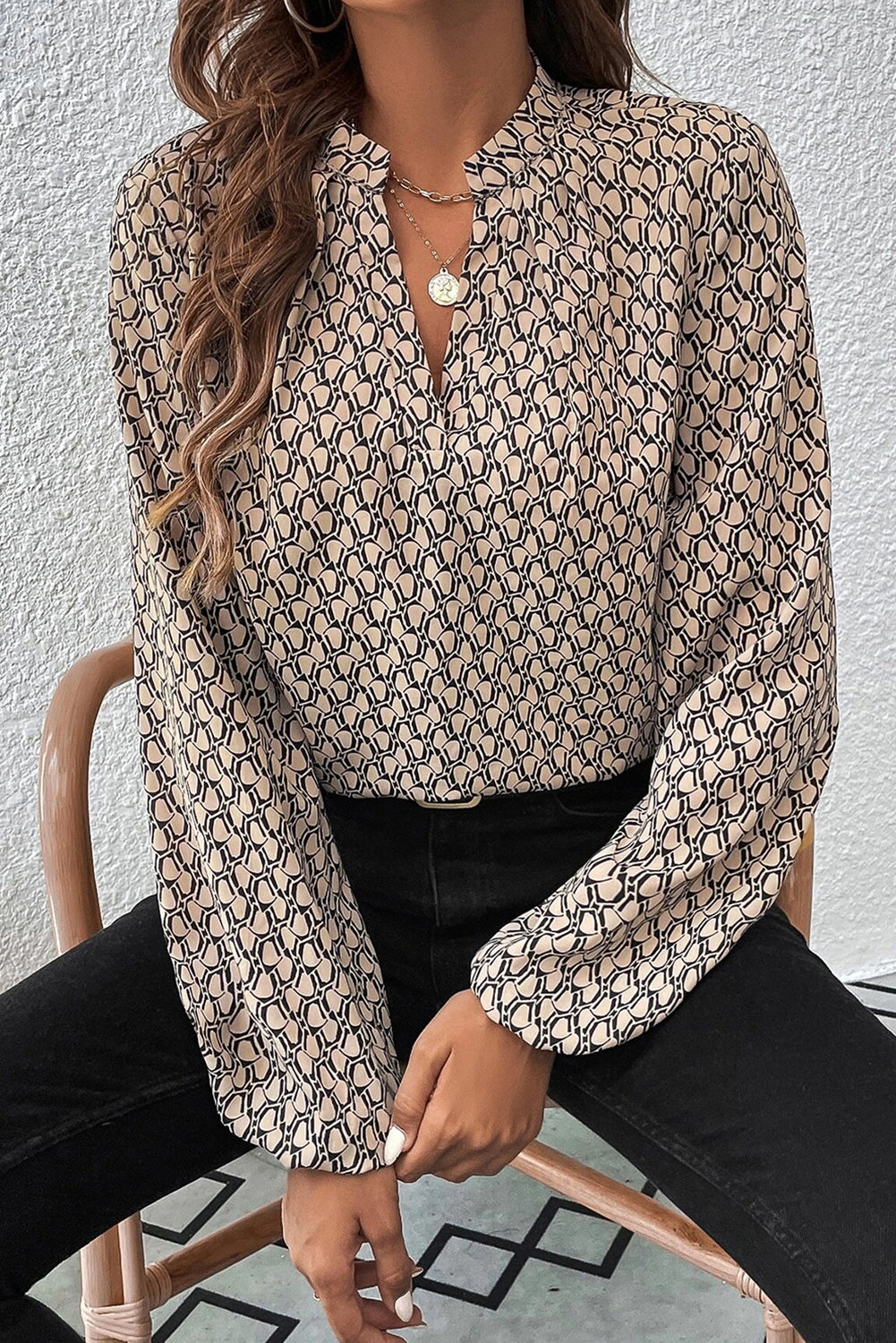 Chemisier kaki à  manches bouffantes  *-A WOMAN WE LOVE