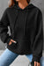 Quathered black hooded sweatshirt with kangaroo pocket and tightening cord