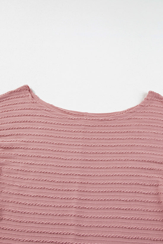 Old Pink Textured Knit Long Sleeve Top