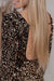 Chestnut sequin bodycon dress, round neck, long sleeves