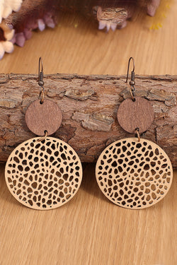 Pendientes colgantes de madera caqui de madera