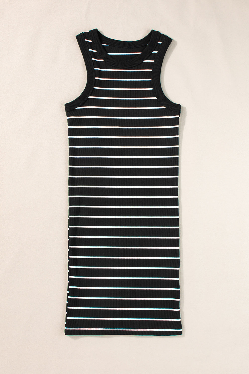 Black Stripe Ribbed Treen Tank Mini Robe