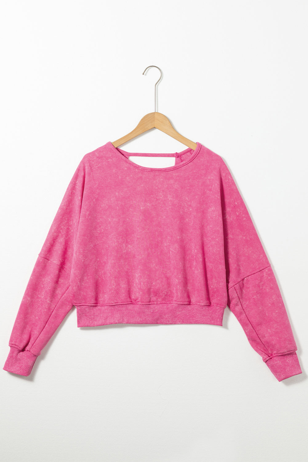 Sudadera en forma de sudor en forma de V con ácido rosa y hacia atrás