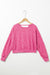 Pink Acid Wash Open Back V-Neck Sweatshirt