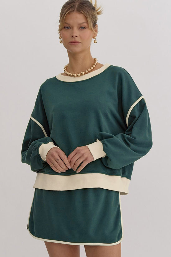 Ensemble pull ample contrasté de couleur Evergreen *