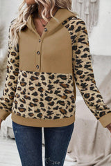 Sweat à capuche à manches raglan et demi-boutons *