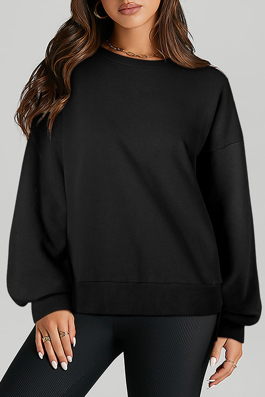 Sweat-shirt noir à haut de cou low choux solide