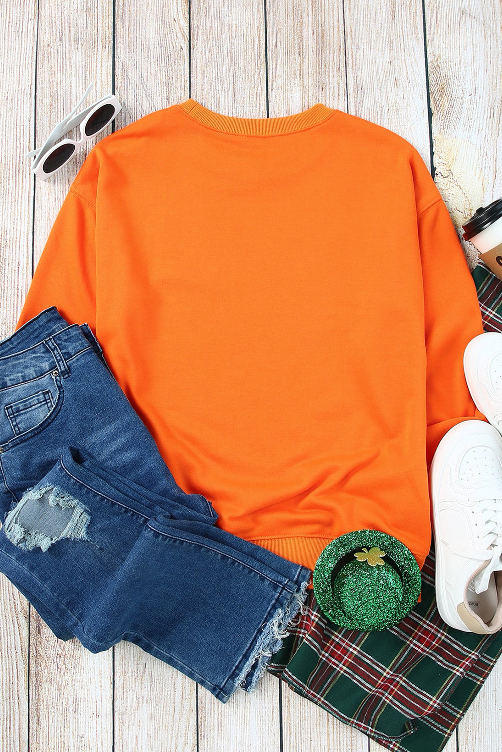 Orangefarbenes Crew Neck Pullover Sweatshirt