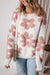 Pull ample blanc texturé à fleurs *