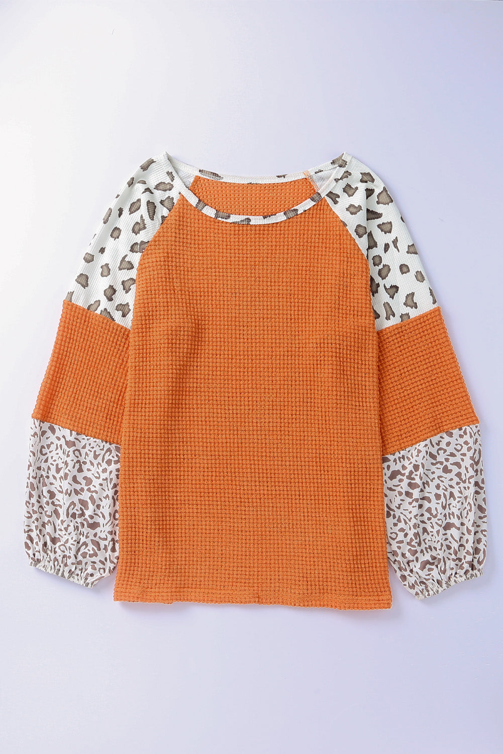 Orange Leopard Colorblock Waffel Strickdeckel