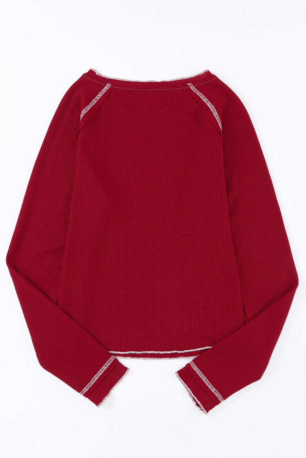 Haut texturé à manches longues et col rond rouge vif *