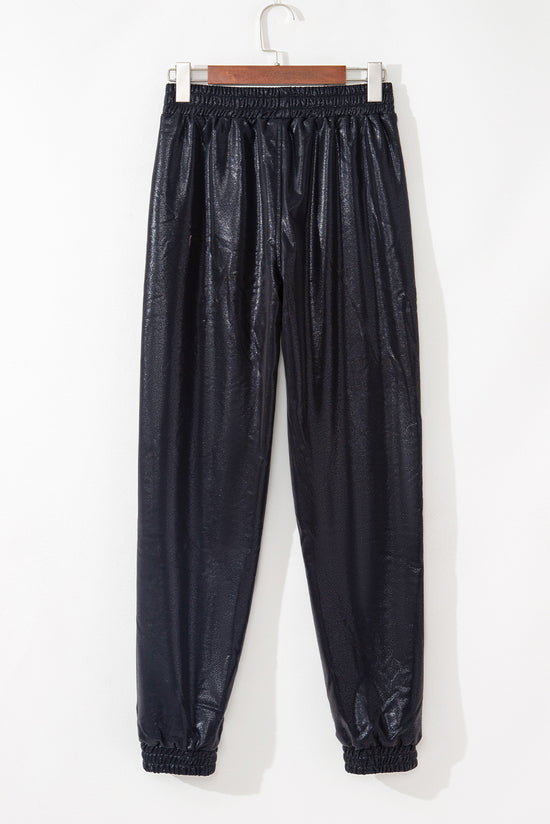 Black jogging pants with pockets and elastic waist