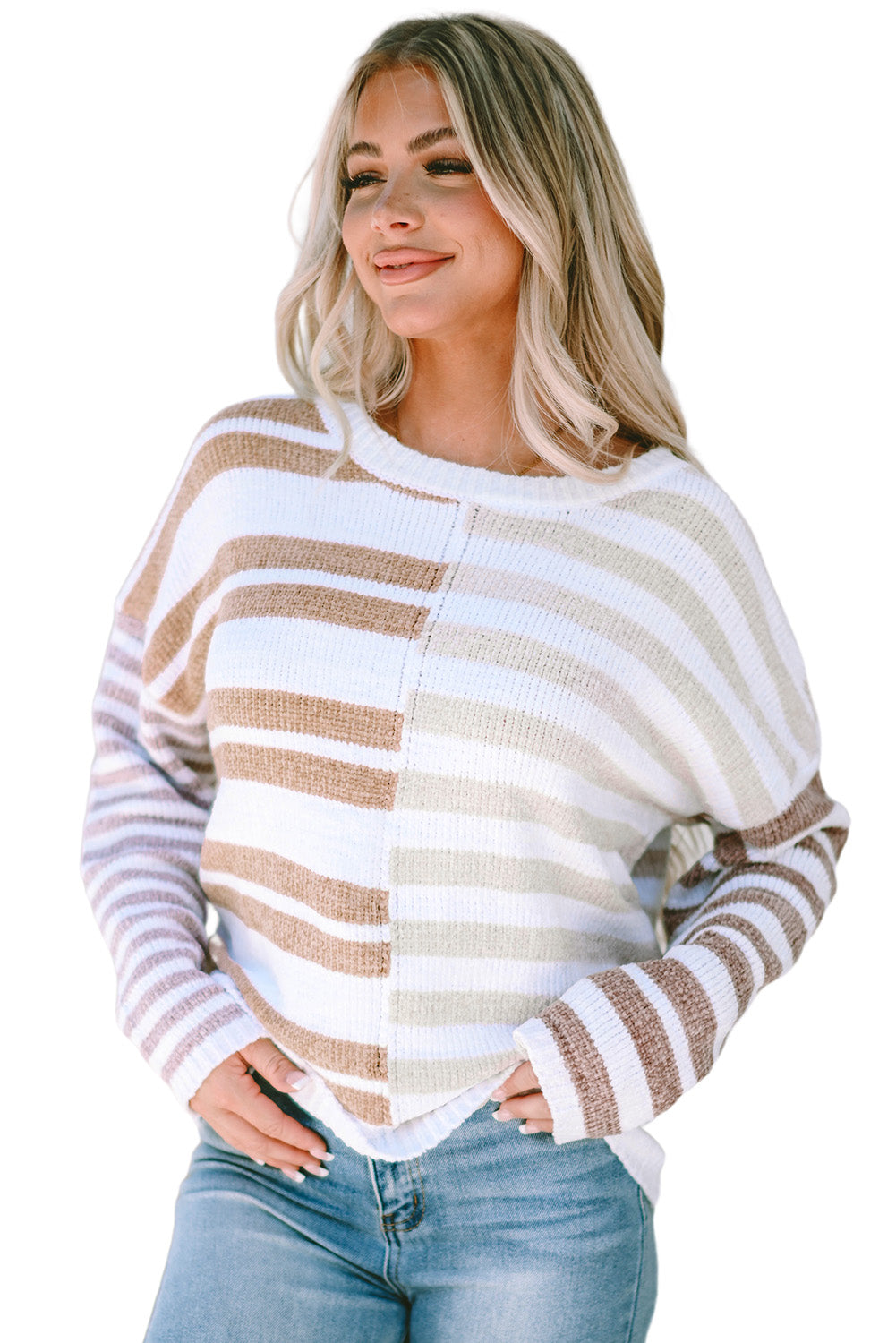 Stripe Bloccing Glip Spalla Sliater Slouchy