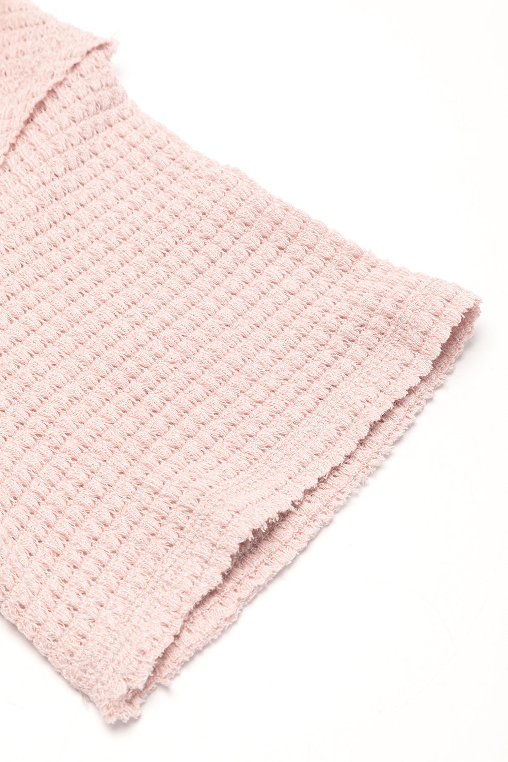 Aprikosen rosa Waffelknit kurzärmelig und Shorts Lounge Set