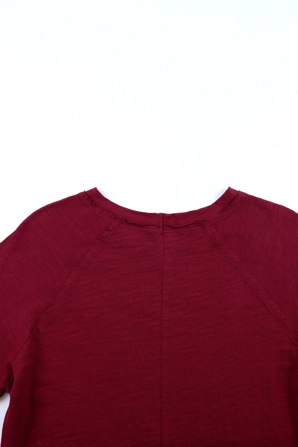 Fiery Red Solid Crew Neck Long Sleeve Top