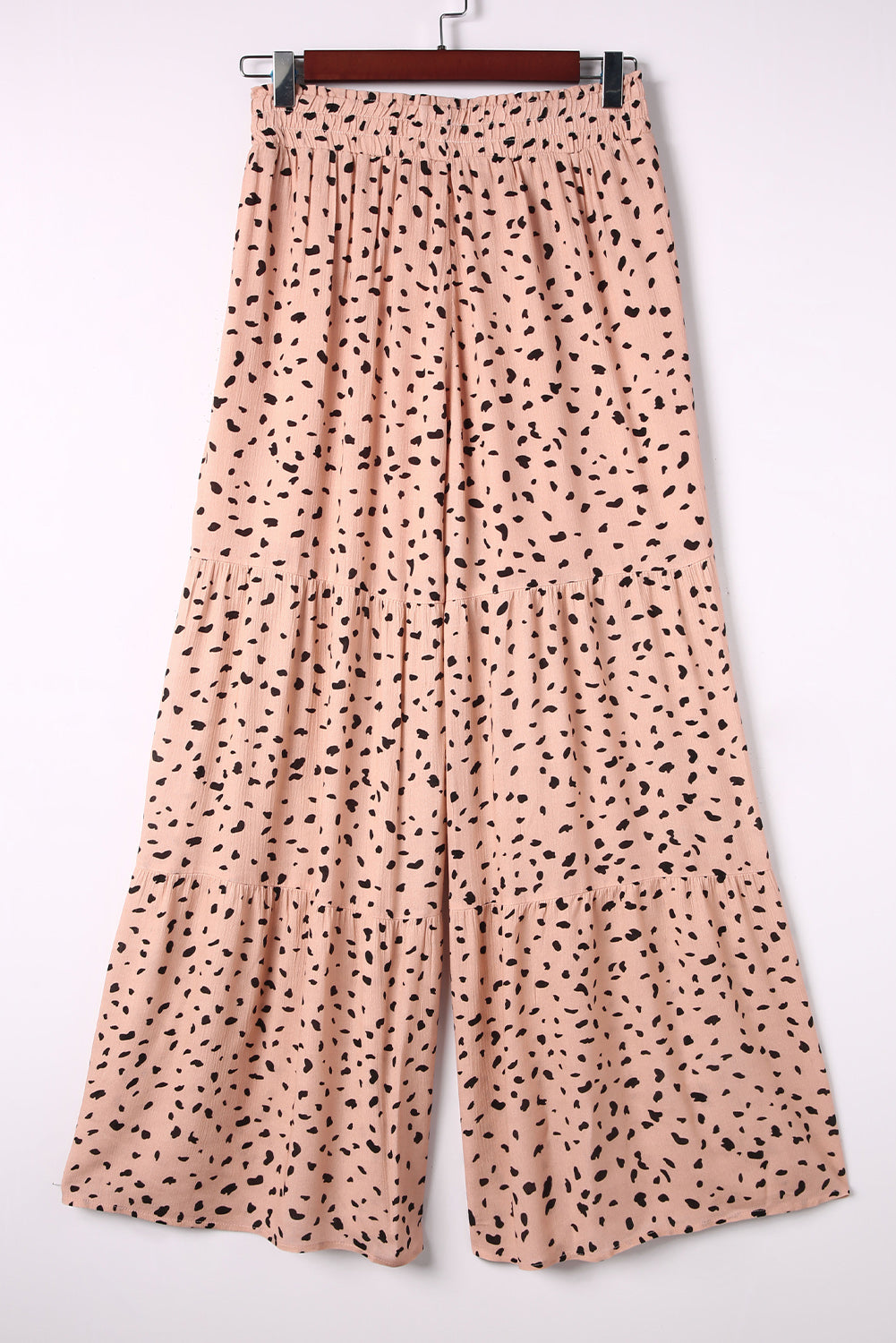 Brown Dalmatian Palazzo Pants with Ruffles and Wide Leg