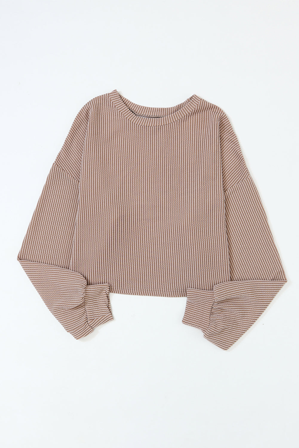 Khaki Cording Drop Schulterpuffhülle Casual Long Sleeve Top