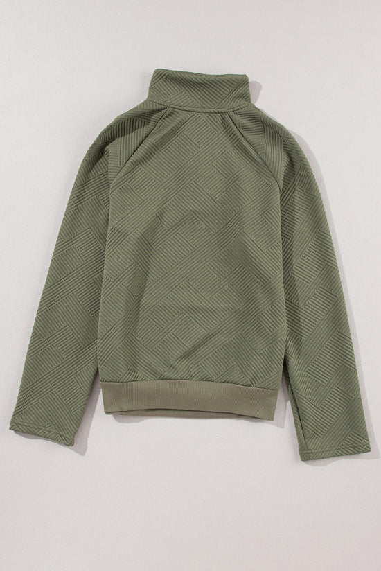 Green-green laurel green knitting sweatshirt with kangaroo pocket